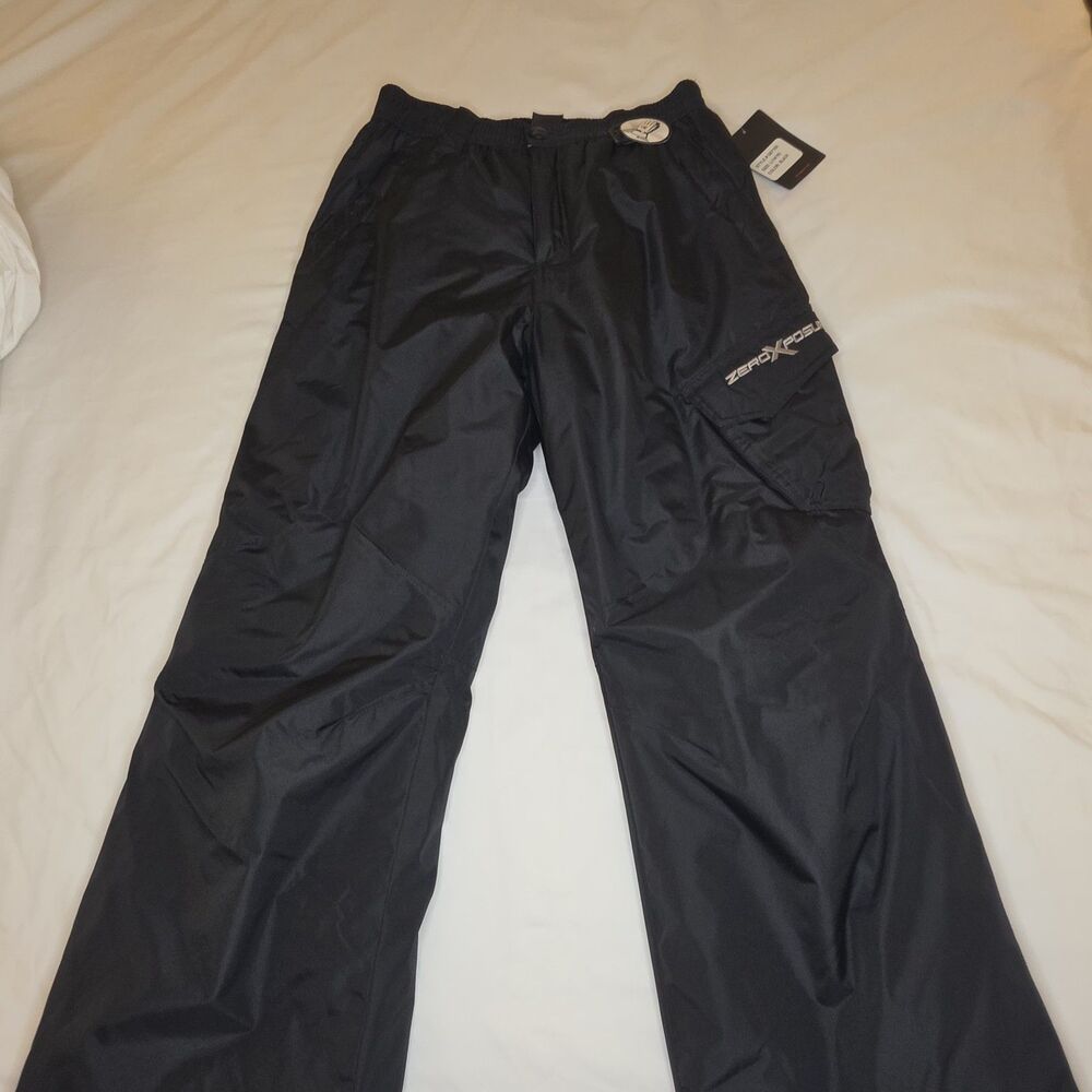 ZeroXposur Boys' Snow Ski Pants Size L 14/16 Black Cargo Pocket NWT